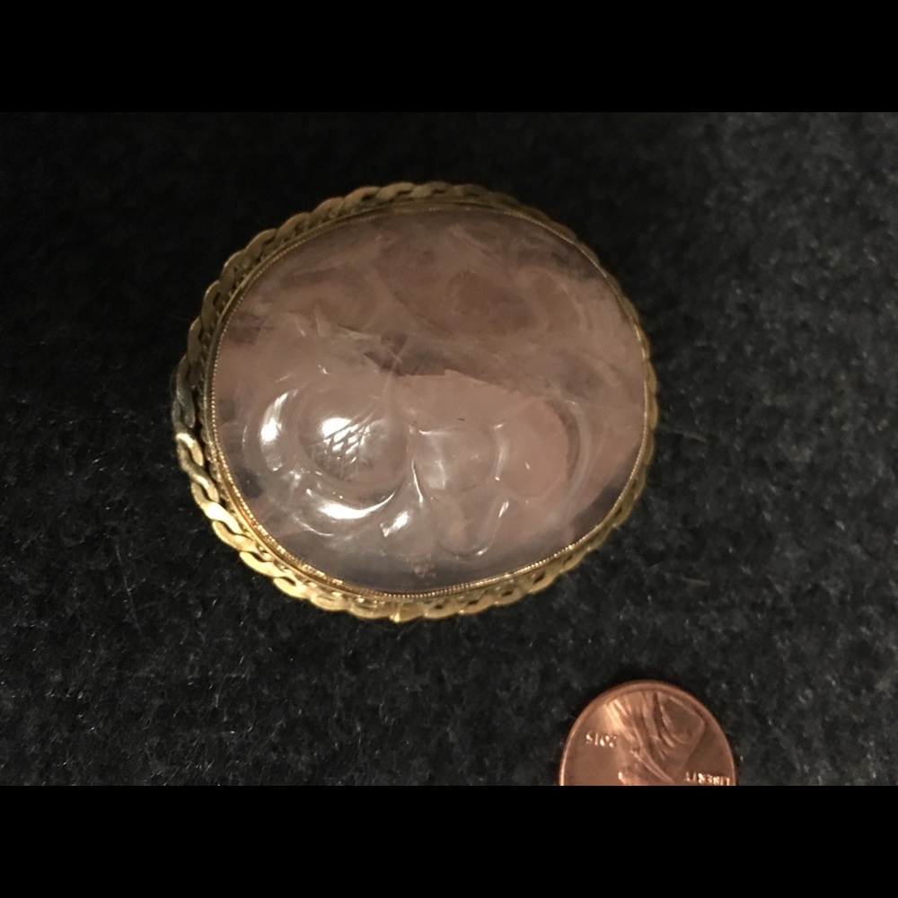 Large authentic vintage quartz brooch